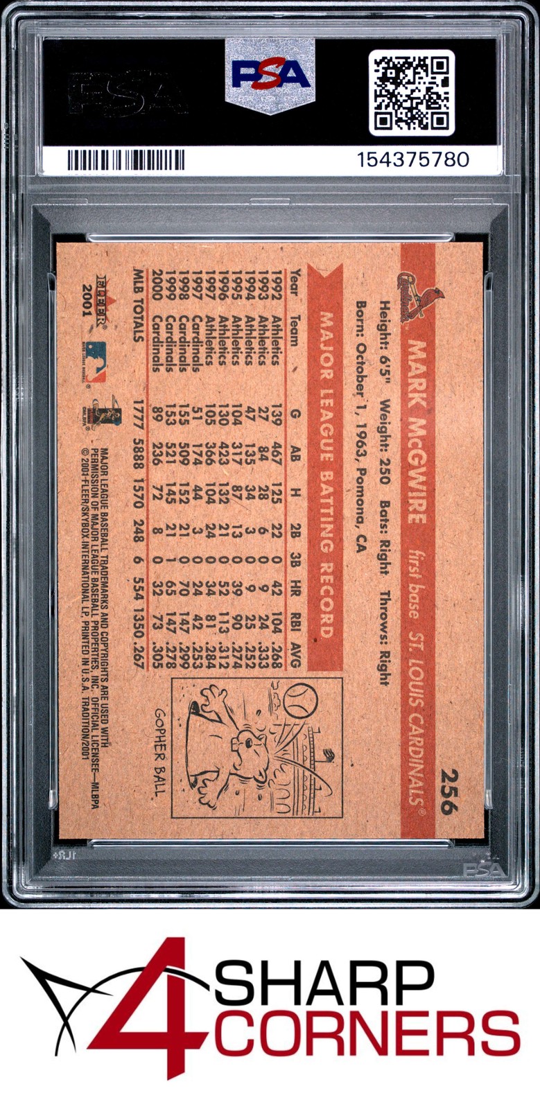 2001 FLEER #256 MARK McGWIRE CARDINALS PSA 10 view 2