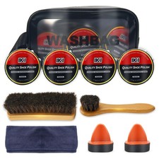 Leather Boot Care Kit Shoe Polish  Shine Kit with Black Shoe Polish, Sponge...