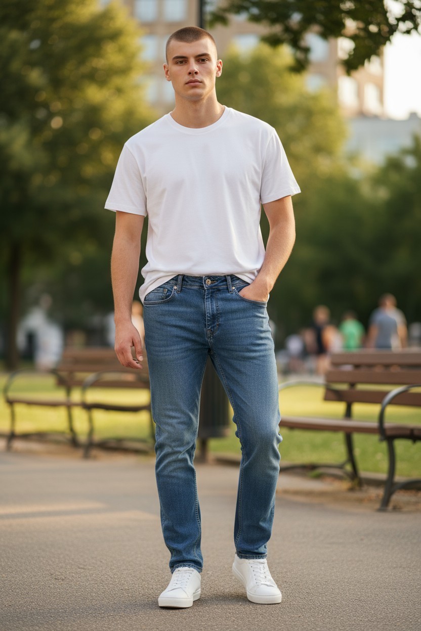 Pantalones de mezclilla para hombre ajustados elásticos lavados informales pantalones de trabajo parte inferior AR3