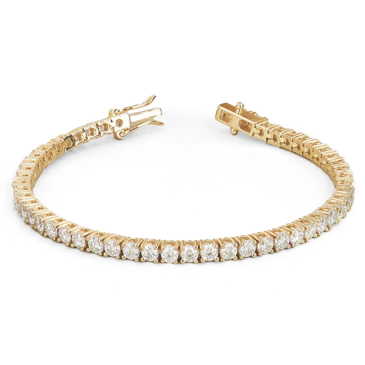 4mm 14k Yellow Gold Plated Anniversary Moissanite Certified Tennis Bracelet