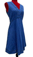 Calvin Klein - Blue/Eyelet/Sleeveless/V Neck/Dress Size 8