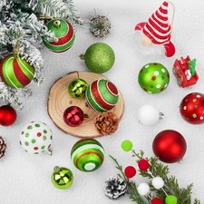 88 Pcs Christmas Ornaments Set, Glittering Red Green White Christmas Tree Dec...
