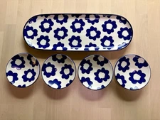 Crofton Aldi Stoneware Sushi Serving Set 5 Pieces Blue White Unused No Box