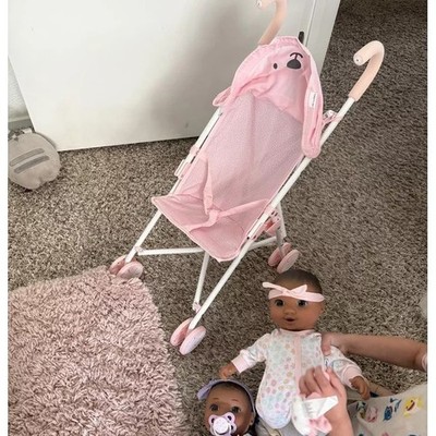 Pink Dot Bear Fold-Up Doll Stroller for 14'' - 16'' Dolls - Gigglescape 