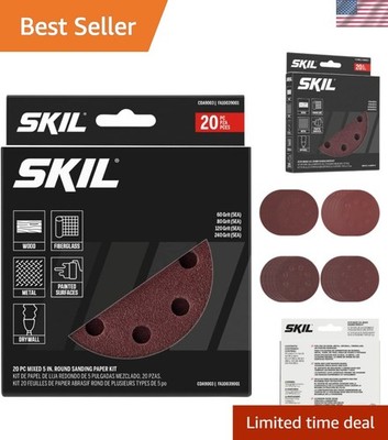 High-Performance 5-Inch Sanding Paper Set - 20 Discs for Wood and Metal Projects
