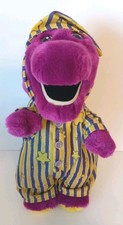 Vintage Plush Bedtime Barney With Striped Pajamas And Hat 13" Rare