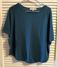 Ann Taylor LOFT Teal Green Relaxed Fit Tee Shirt Size Small Soft Knit