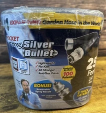 Pocket Hose Silver Bullet Water Expandable Garden Hose 25 Feet - NEW