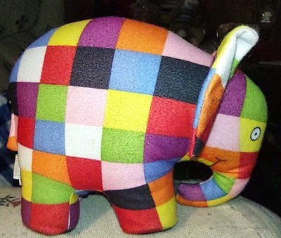 Elmer the Patchwork Elephant 1993 Soft Plush Stuffed Animal David McKee 6'' Tall