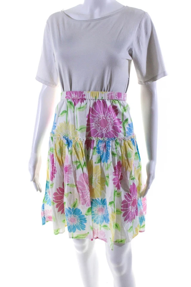 Falda de cintura elástica con estampado floral de algodón blanca talla XS Lily Pulitzer para mujer Foto 2 de 4