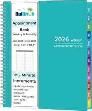 2026 Appointment Book Large 8.5"x10.5" Daily Planner Weekly Monthly Tabs Soft Co