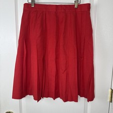 Vintage 90s Talbots Womens 14 Red Pleated Skirt Linen Look Made in USA Preppy