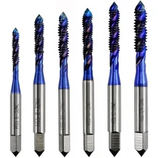 Wolfride 6Pcs Spiral Flute Tap Set, HSS Machine Screw Taps SAE Thread Tapping...