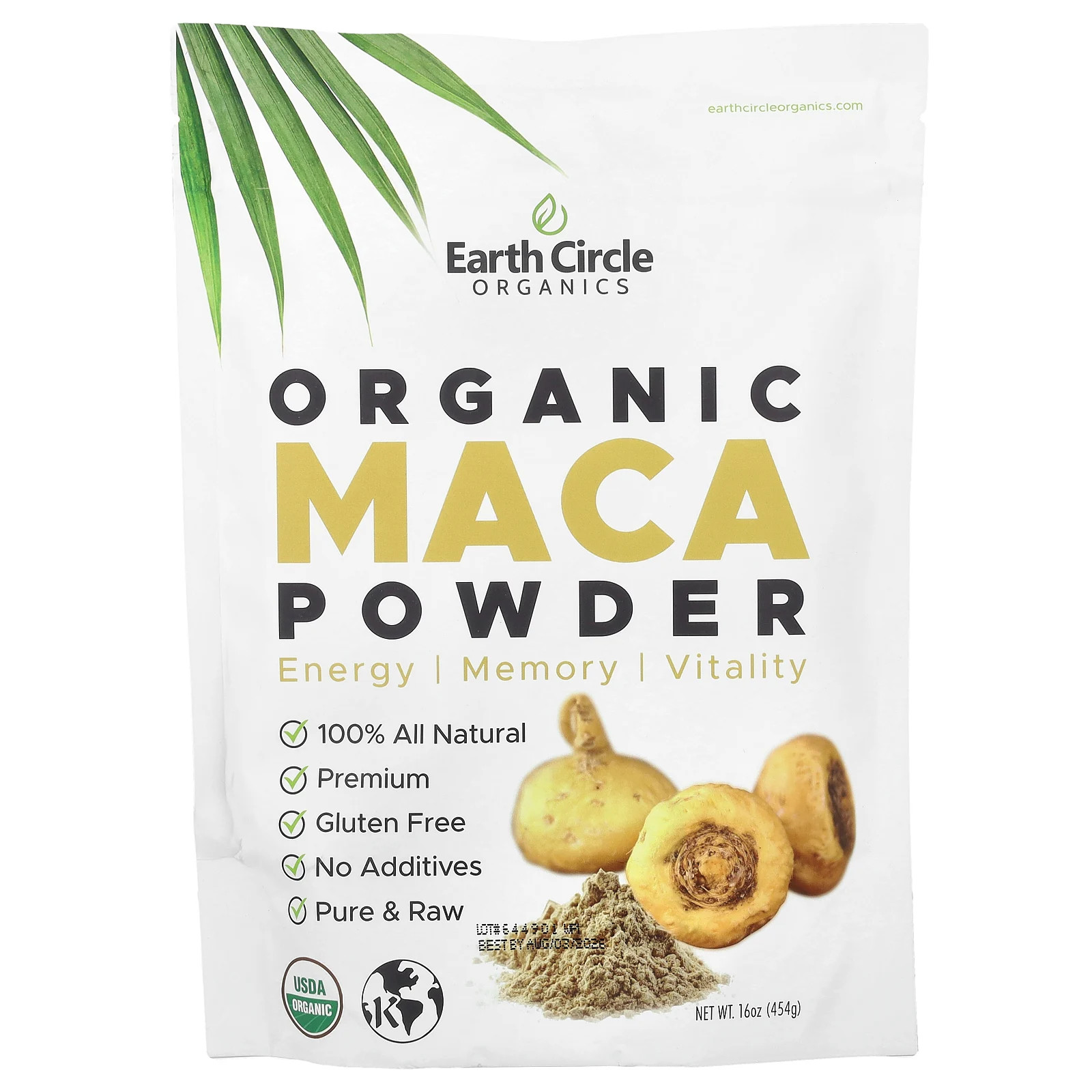Earth Circle Organics Raw Organic Maca Powder 16 унций 454 г Kosher, Organic, Raw