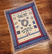 COMPLETED Quilt- Country Cottage "Welcome Friends" 45x35" Grandmacore Rustic