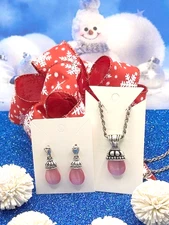 Premier Designs 'PINK CAT'S EYE' Necklace and Earrings Set