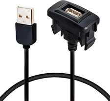 Anina USB Port Car Charger for Toyota, Male to Female Power Socket Black