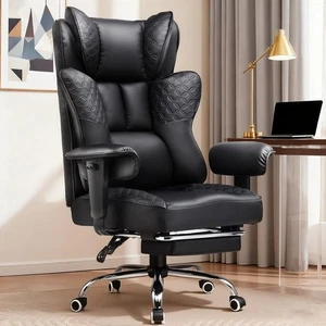 Big et chaise de bureau large large siège de jeu ergonomique avec repose-pied réglable