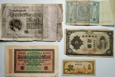Mixed Lot Of 5 World Paper Money Germany And Japan