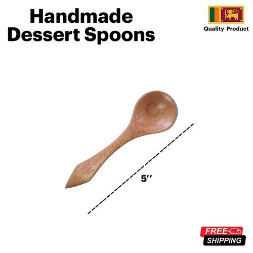 Ceylon Mahogany Wooden Dessert Spoons Restaurant Reusable Mini Salad Spoons Set - Picture 4 of 5