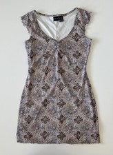 Xhilaration Casual Boho Lined Short Dress Women Size M Brown and Blue