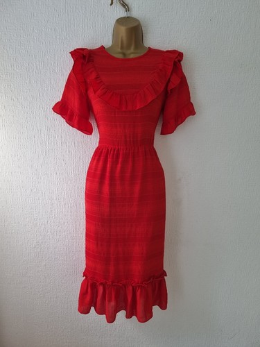 Lost Ink Dress Size 10 Red Smart Casual Party Occasion Midi Womens