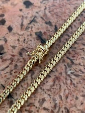 4mm Men's Real Solid 14k Yellow Gold Miami Cuban Link Chain Necklace 23-33 Grams
