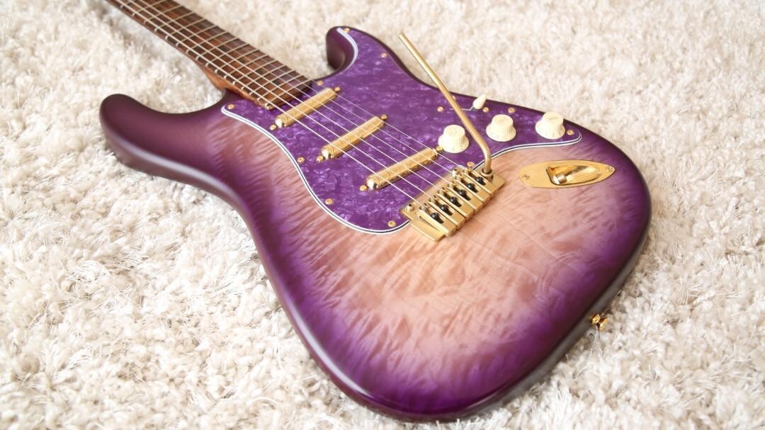 Warmoth パープルバースト　ストラト　Fender USA ネック Warmoth Strat Purple Burst Body Fender USA Neck Custom From