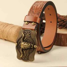 Adjustable Western Cowboy Leather Belt   120cm