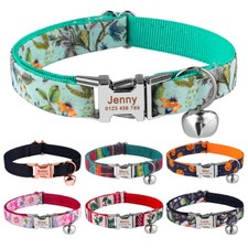 Nylon Personalized Cat Collar with Bell Kitten Cup Puppy Engraved ID Tag Small