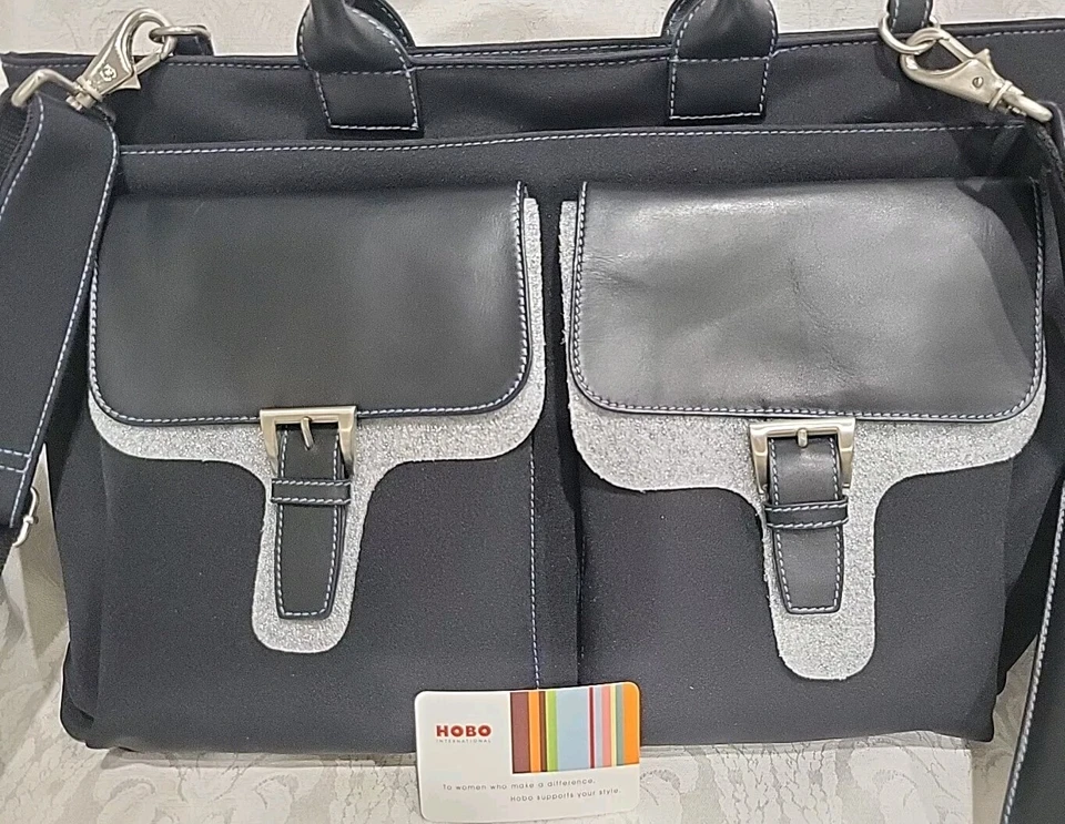 HOBO INTERNATIONAL CUERO DURADERO Y NAILON MALETÍN/BOLSO DE HOMBRO PARA COMPUTADORA PORTÁTIL... Foto 2 de 4