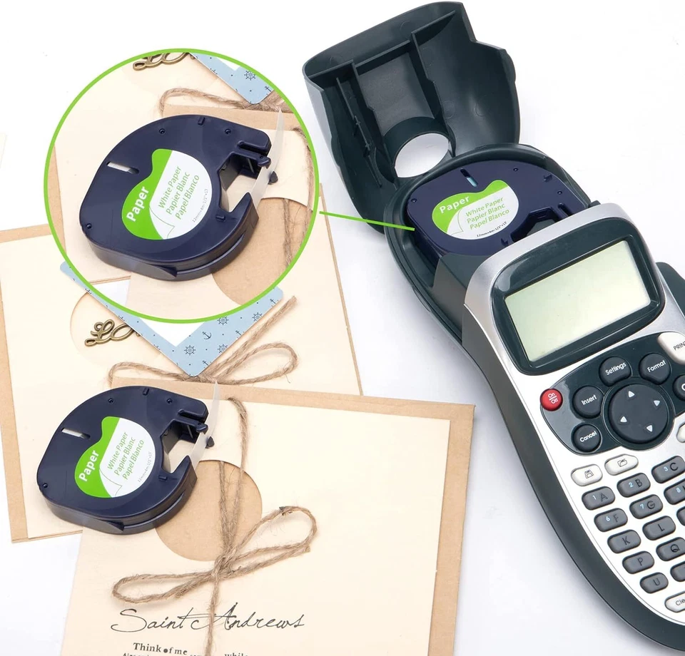 Заправочная лента для этикеток Dymo LetraTag 91330 белая бумага совместимая с 12 мм 1/2 дюйма LT-100H - Изображение 2 из 4