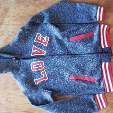 Supernova Kids Youth Hoodie Sweater Blue Red LOVE Sz 12/14 Large Pockets EUC