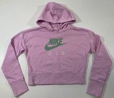 Nike Girls Pink Long Sleeve Cropped Hooded Sweatshirt M