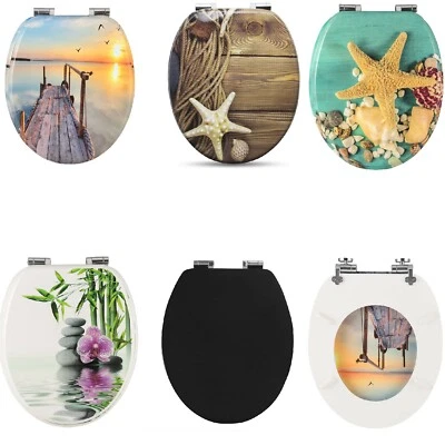 WOLTU WC Toilet Lid Seat Cover Wooden Soft Close Toilet Seat Adjustable Hinge Bathroom