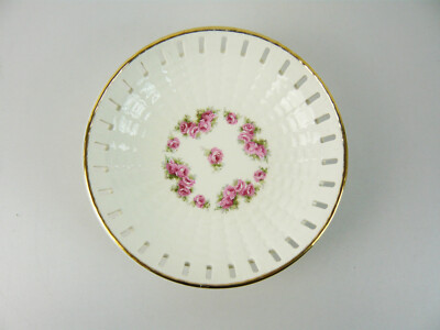Max Roesler Durchbruchschale Rosendekor Goldrand Ø=22,8cm H=5,7cm um 1894 - 1925