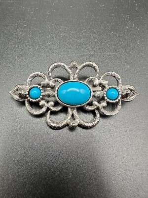 Classic Design Light Blue Cabochon Elegant Classy Vintage Brooch