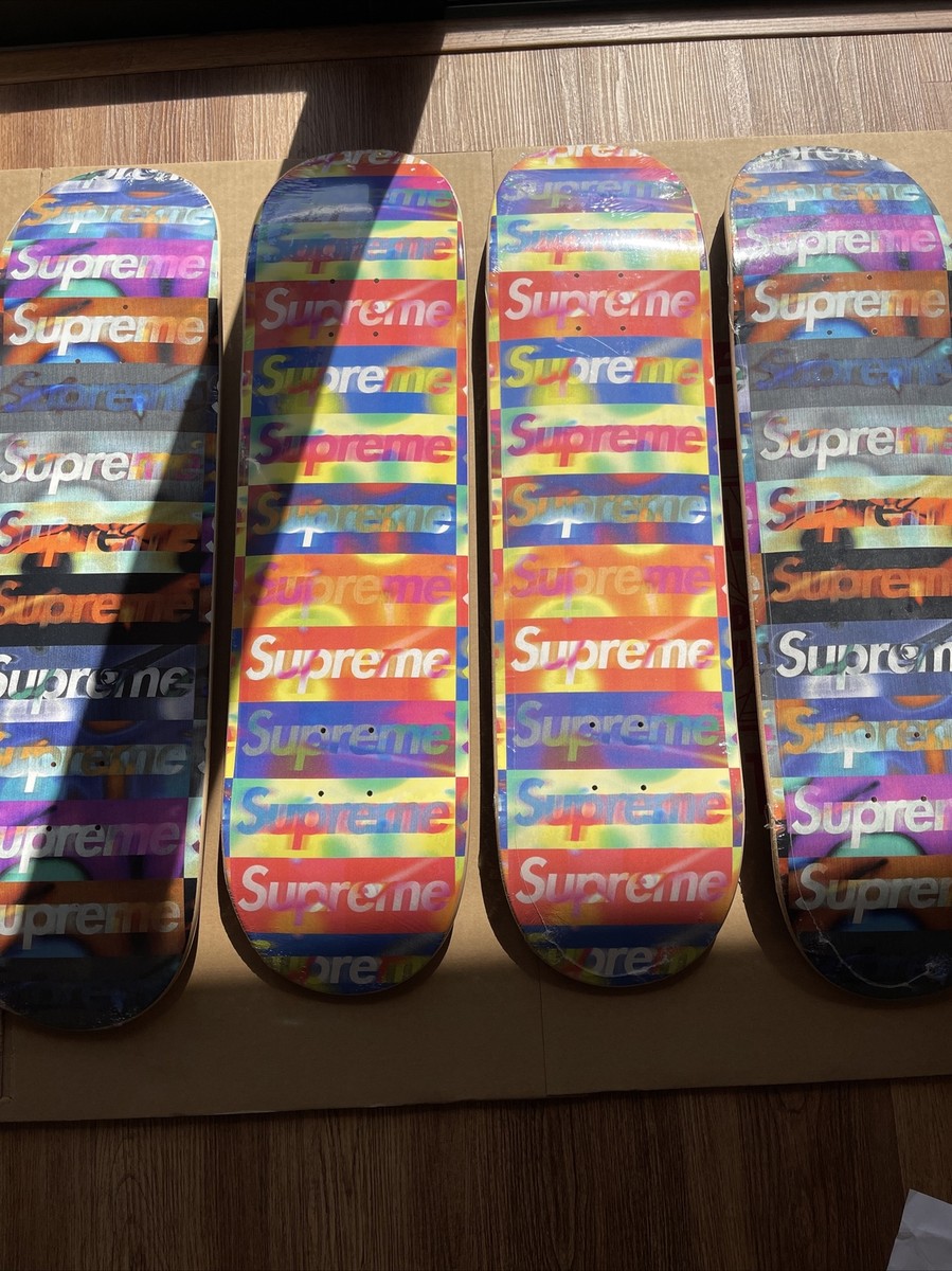 Set Of Supreme Distorted Logo Skateboard Decks Black & Yellow Sets