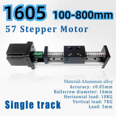 100-800mm 1605 Single Track Ball Screw Linear Rail Motion Slide Table W/57 Motor