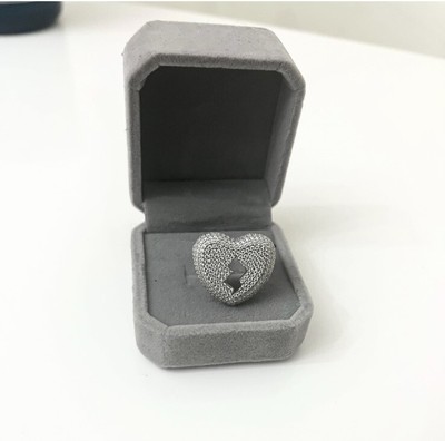 MOISSANITE Heart Shaped Ring For Men Solid 925 Silver