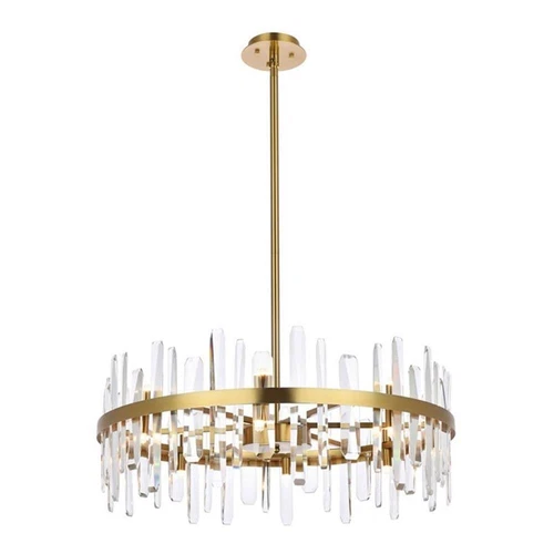 Elegant Lighting Serena 32" Round Iron and Crystal Chandelier in Satin Gold - Picture 1 of 8
