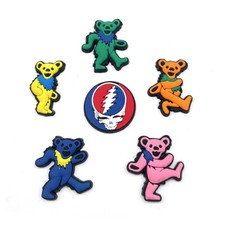 Croc Charms Grateful Dead Steal Your Face Dancing Bear Dead and Company SET of 6