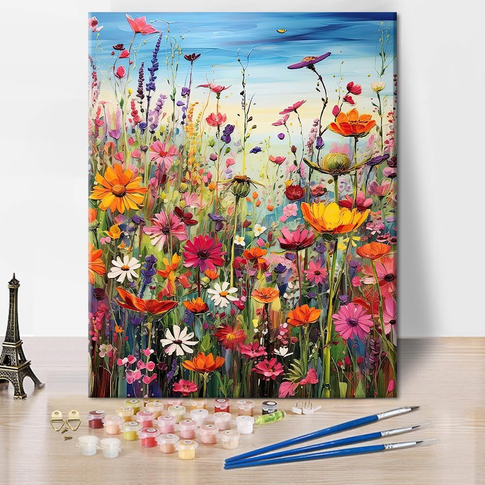 TISHIRON Paint by Numbers for Adults - Succulent Green Bottle Flowers - Acrylic Painting Kit - 40x50cm - No Frame