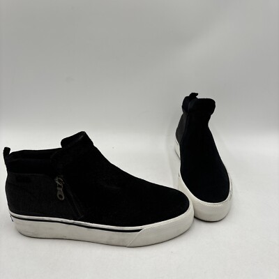 Keds COOPER Black Suede/Canvas Round Toe Side Zip High-Top Sneakers, Size 