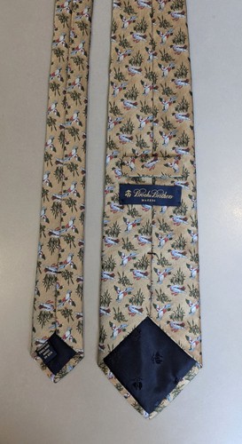 Brooks Brothers Makers Silk Necktie Bronze with Mallard Ducks and Grass 60" - 第 2/6 張圖片
