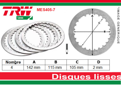 Disques d'embrayage lisses Yamaha FZ8 pour rénovation transmission Fazer 2011-2015