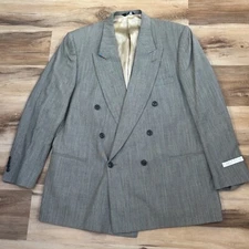 Vintage Perry Ellis Portfolio Sport Coat Mens 44L Double Breasted 6 Button Wool