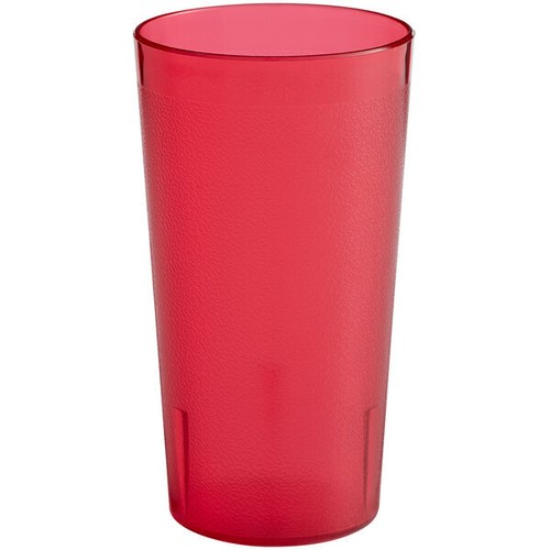(Set of 12) 16 oz. Red Round Pebbled Plastic Restaurant Drinking Cup Tumbler - Picture 8 of 12