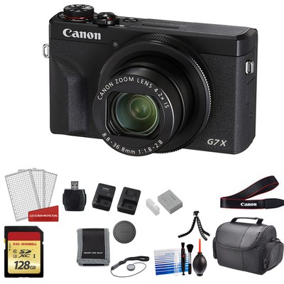 Canon PowerShot G7X Mark III Camera (Black) with 2x 64GB Memory Cards + More