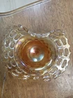 VINTAGE Fenton Carnival Marigold laced edge basket weave bottom glass bowl